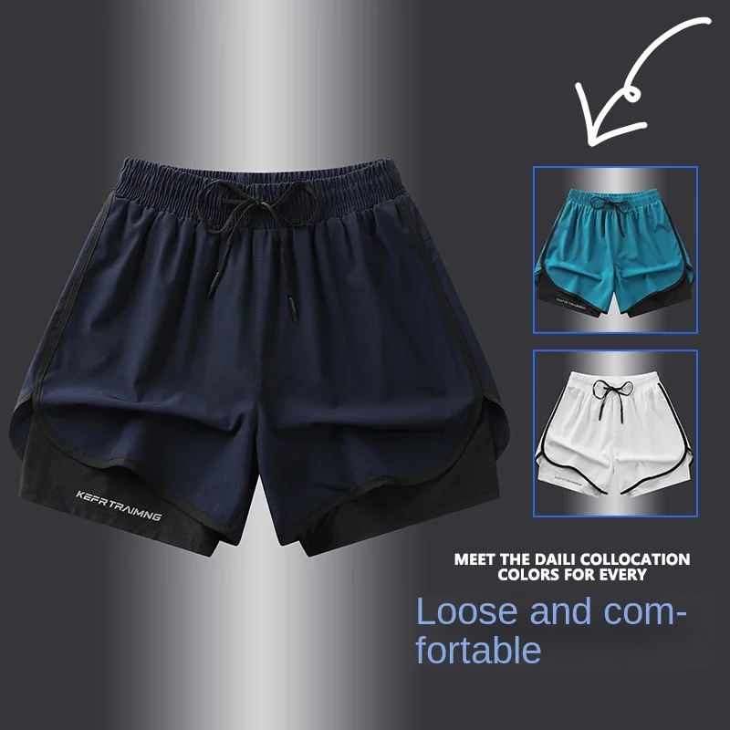 NASA GISS Sports Three Piece Pants Summer Anti glare Double layered Sports Shorts for Men and Women Couples