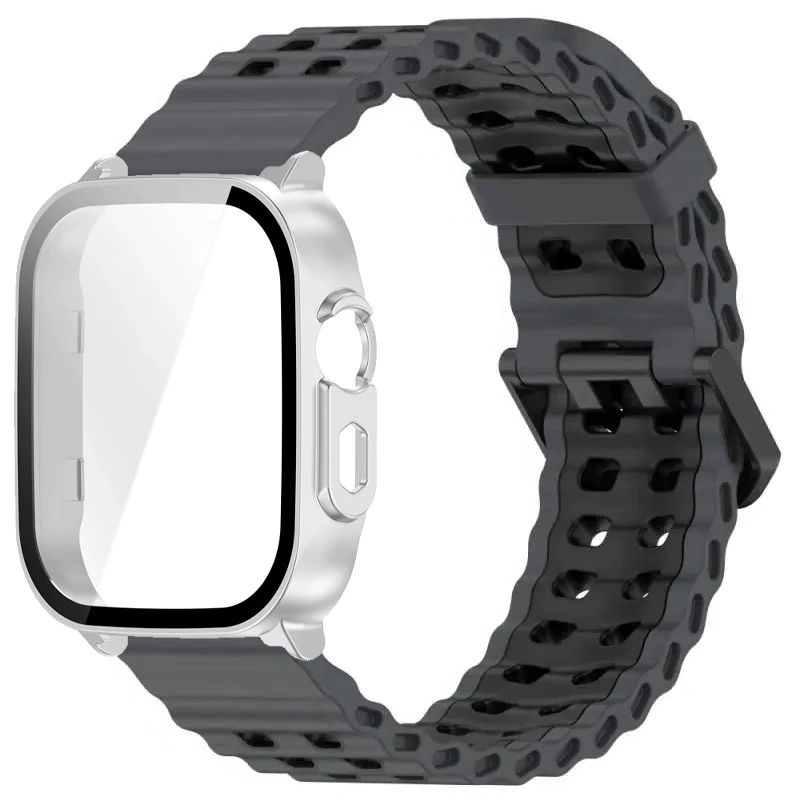 Silicone Band and Protective Case for Smartwatch - Premium Wristband Accessory Set with Screen Protector and Strap