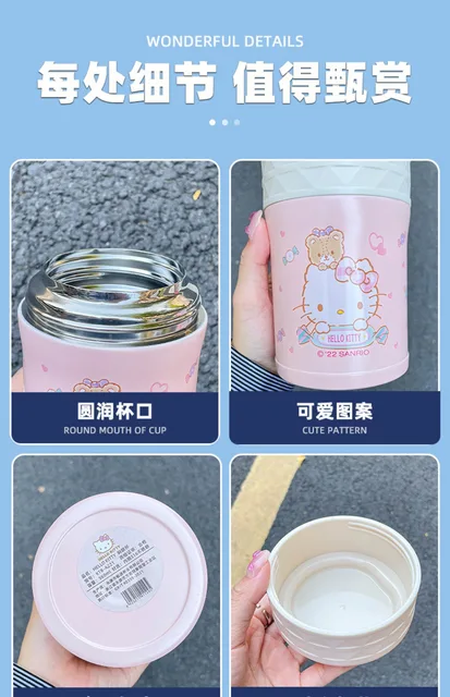 Cute Cartoon Kitty Cat Braised Beaker Thermos Cup with Spoon with Handle  316 Stainless Steel Portable Girls Lunch Box - AliExpress