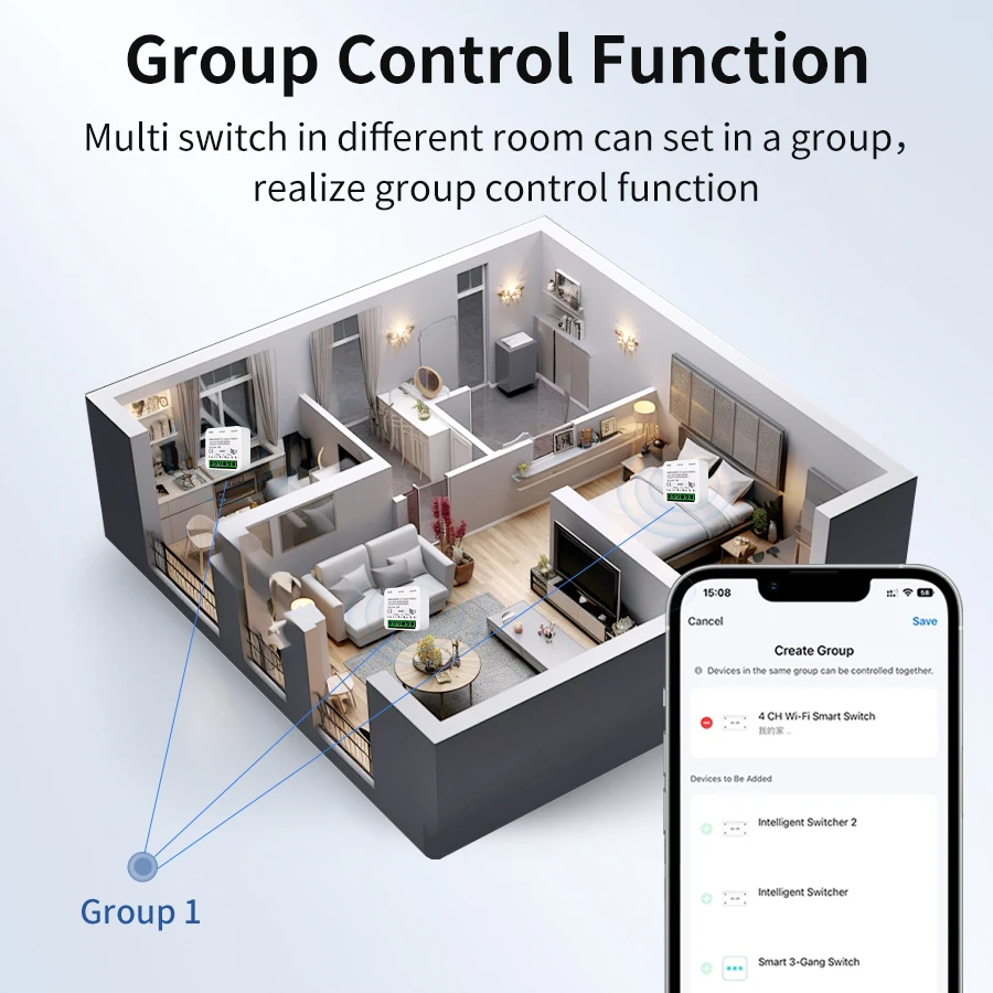 100-240V 16A 미니 Tuya WiFi 스마트 스위치 1/2CH 지능형 인터럽터 릴레이 차단기는 Google 홈 Alexa Smart Life 앱과 함께 작동합니다.