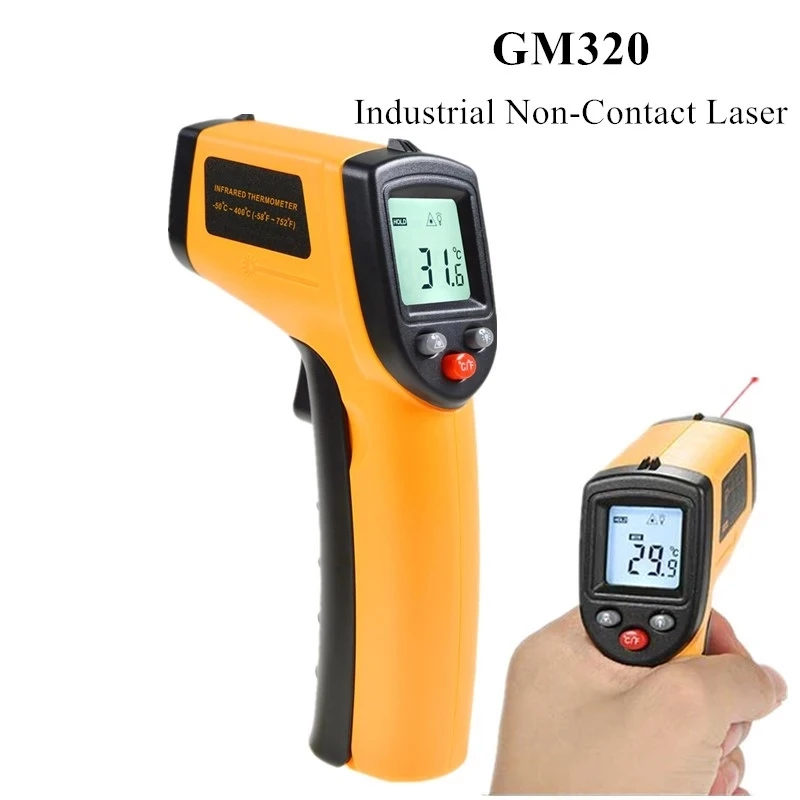 

HOT GM320 Non Contact Infrared Handheld Thermometer Digital Lcd Laser Industrial Object Measurement Surface Temperature Meter