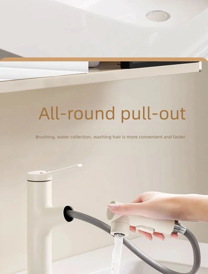 Description Picture 3 of itemBathroom Basin Faucet Multifunctional Pull Out Hot and Cold Water Faucet Restrooms Multiple Spouts Easy to Wash Hair Gargle