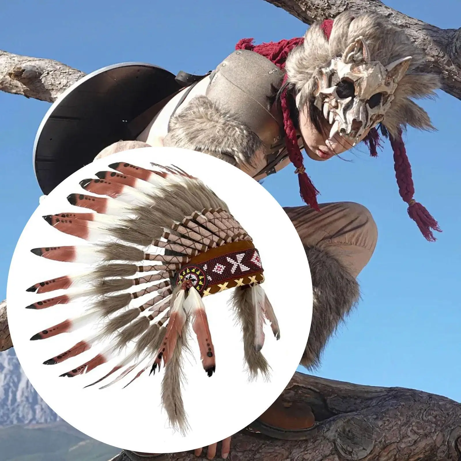 Chief Indian Hat Headband for Stage Performance Dance Show Cosplay Party
