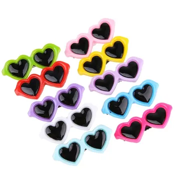 New Pet Lovely Heart Sunglasses Hairpins Pet Dog Bows Hair Clips for Puppy Dogs Cat Yorkie Teddy Pet Hair Decor Pet Supplies 1pc 2