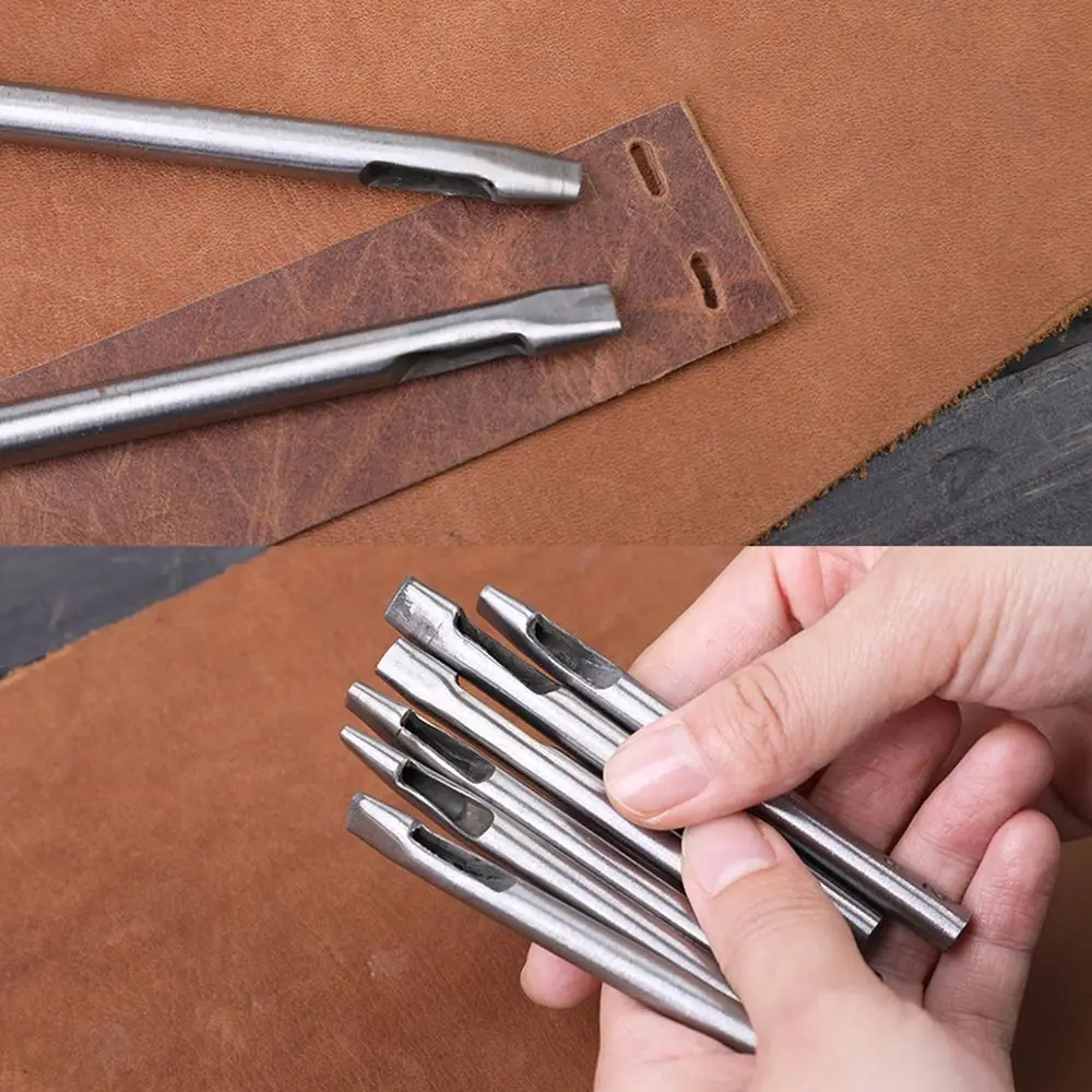 Silver Steel Leather Hole Puncher Tool for DIY Crafts and Sewing