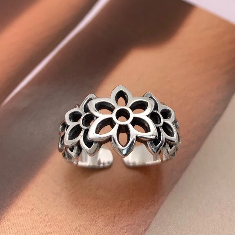Fashion Ring HX Fashion Trend Ring Handmade Domineering Cherry Blossom Ring Men's Accessories Cool Motorcycle Boy Jewelry Accessories