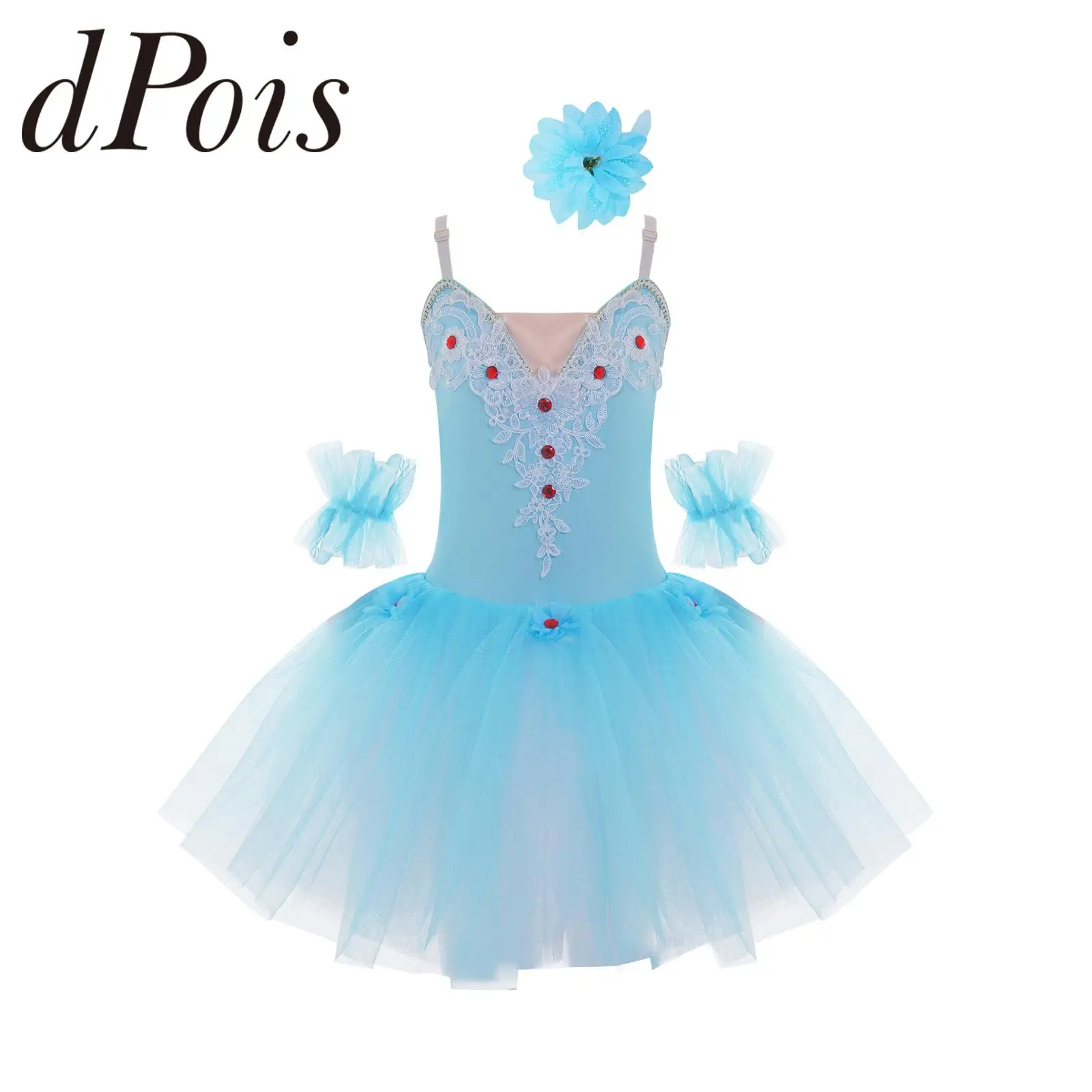 Kids Girls Floral Tutu Ballet Dress Children'S Swan Dance Dress Princess Ballerina Body Dancewear Stage Performance Costume