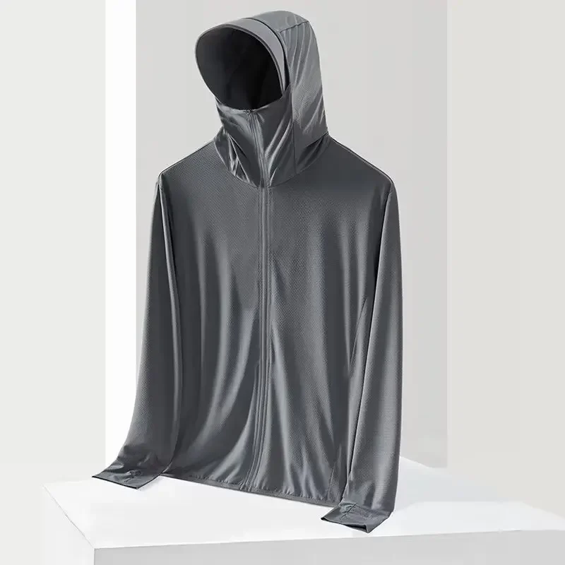 Ice Silk Sunscreen Jacket Men's And Women's Summer Ultrathin Long Sleeve Sun-Protective Clothing Anti-UV Fishing And Cycling Outdoor Wear