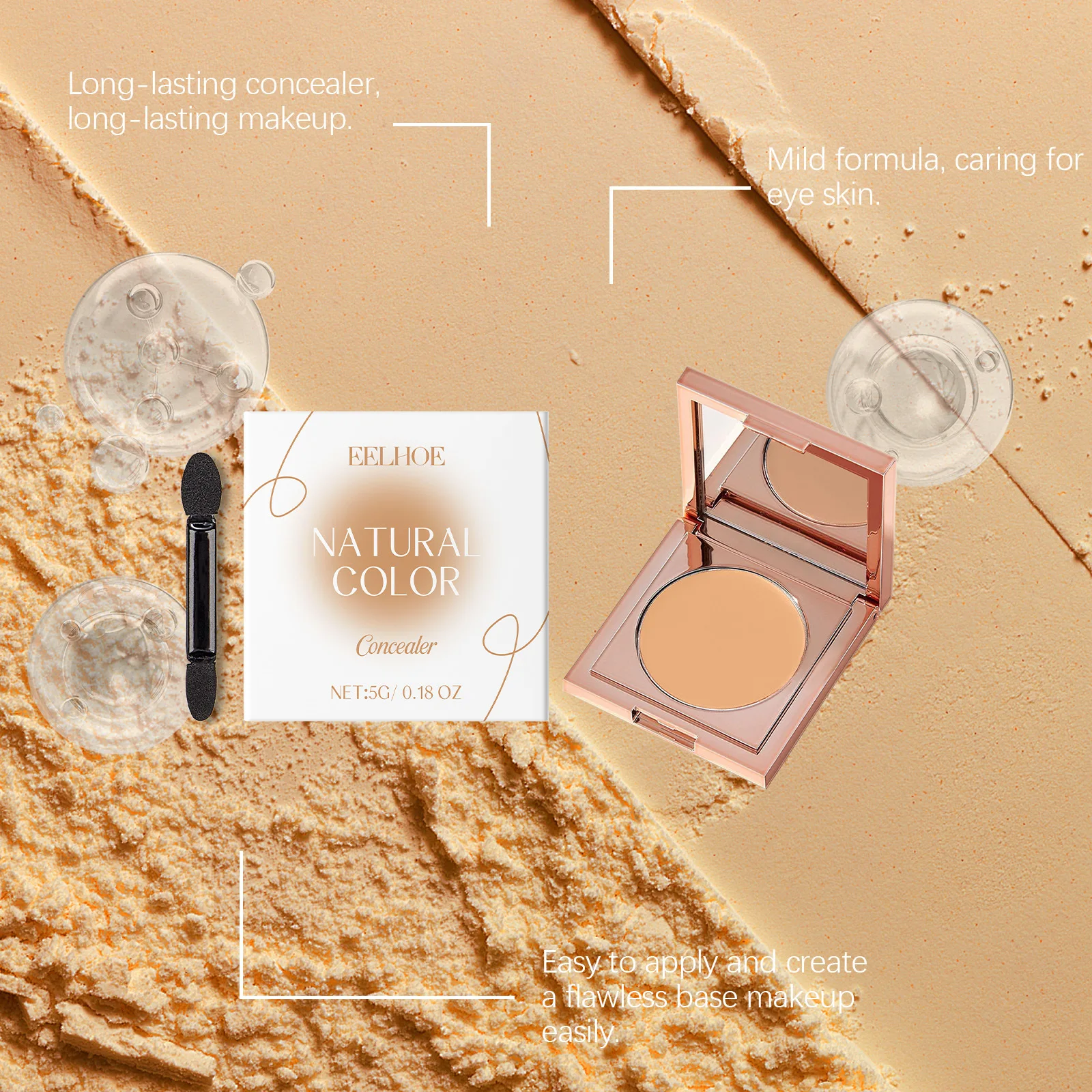 Hydrating Concealer Even Skin Tone Cover Dark Circles Acne Pores Long Lasting Makeup Brightening Skin Breathable Makeup Products 4