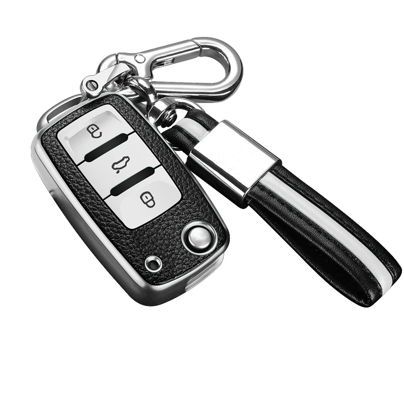 Leather TPU Keychain Key Case Cover for VW Volkswagen Polo Tiguan Passat B5 B6 B7 Golf 4 5 6 MK6 Jetta Lavida Skoda Octavia Seat key case cover,key case