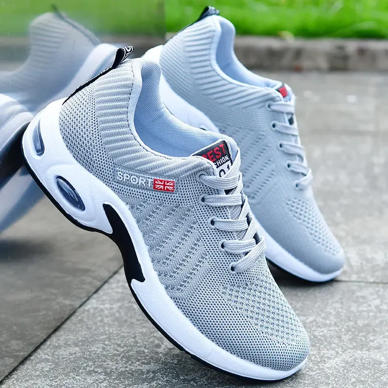 Men Sneakers Air Cushion Outdoor Sports Running Shoes Mesh Breathable Walking Shoes Low Top Soft Casual Sneakers Size 38-47