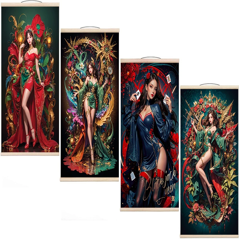 

Anime Poster manga with solid wood hanging scroll canvas painting Hanging Wall Art Premium Artistic Canvas Character Merchandise