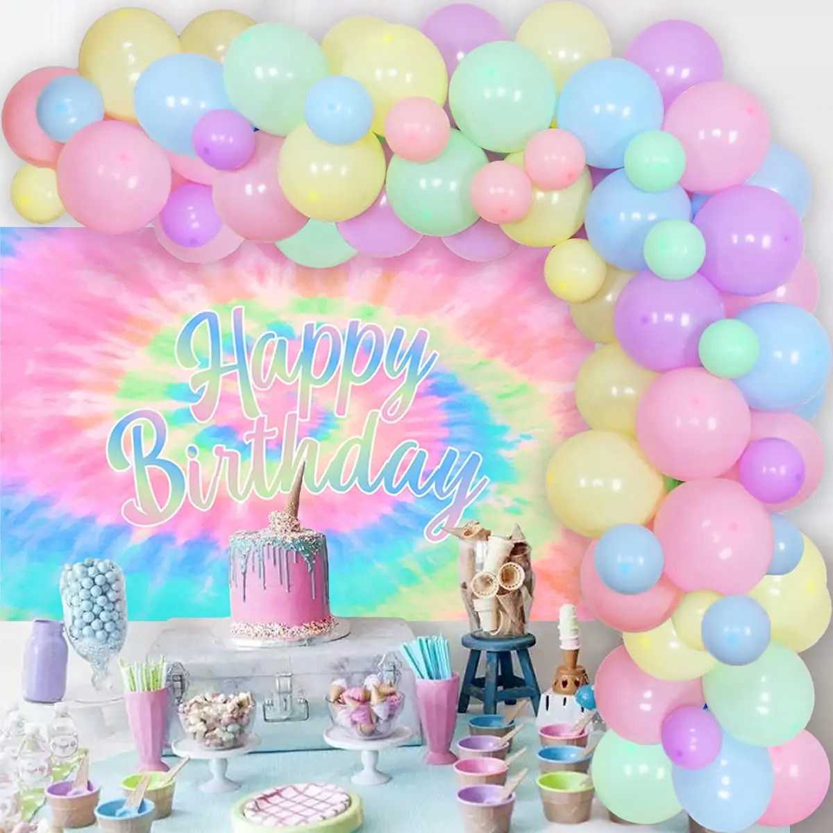 60's Theme Happy Birthday Hippie Party Decor Tie Dye Theme Rainbow Birthday  Disposable Tableware Set Kids Favor - AliExpress