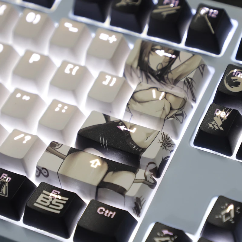 Chaves Pbt Lados Corante Subbed Keycaps Anime dos Desenhos Animados Gaming Keycap Backlit Arknights para Ansi 61 87 104 108 Layout 108 - Imagem 2