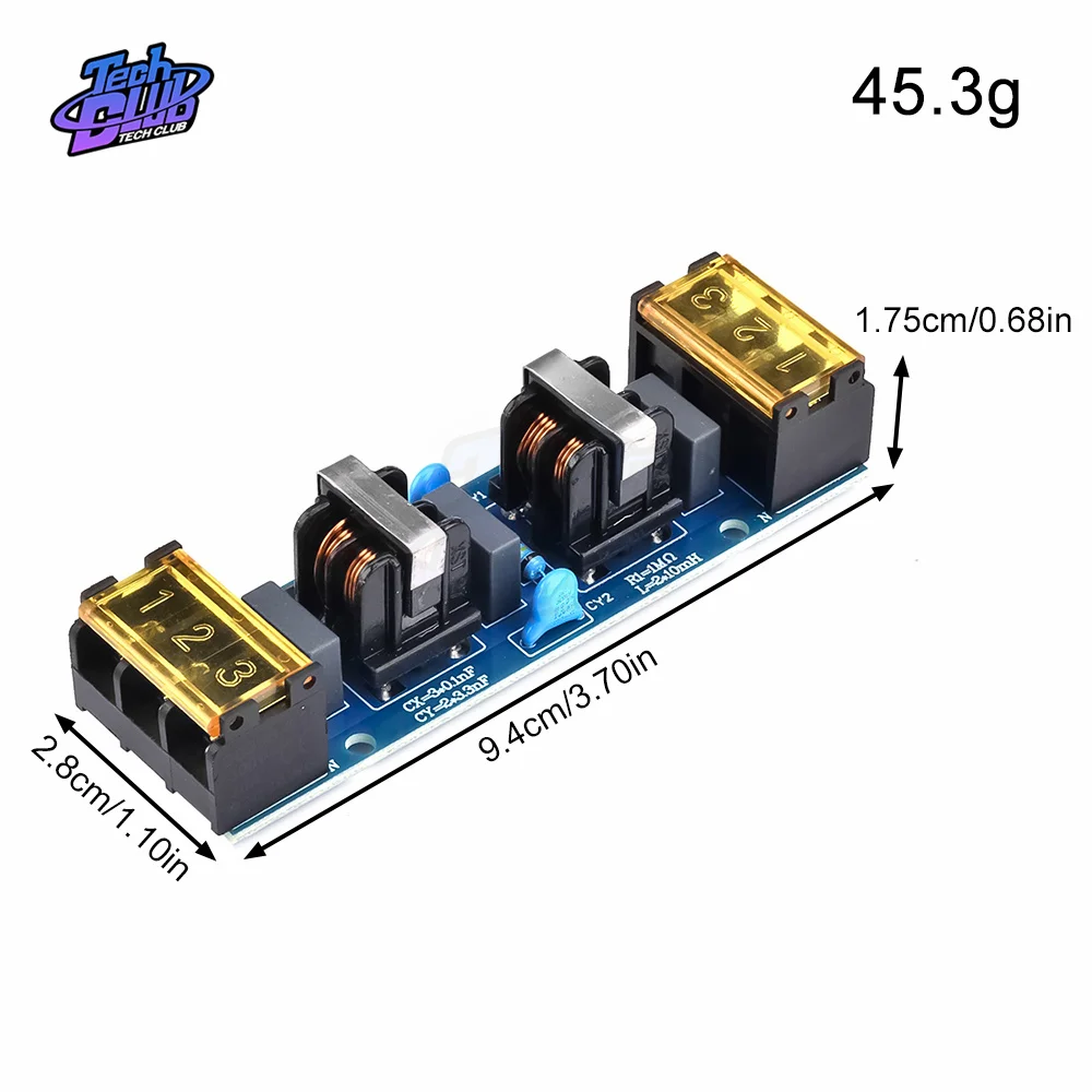 6A /25A Power Filter Emi High-Frequency Two-Stage Power Low-Pass Filter Board for Electrical Tool Accessries Supply