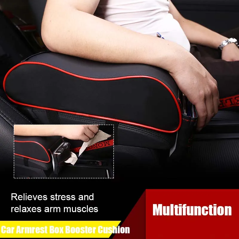 MicrofiberLeatherandmemoryfoamCarArmrestBoxBoosterCushion