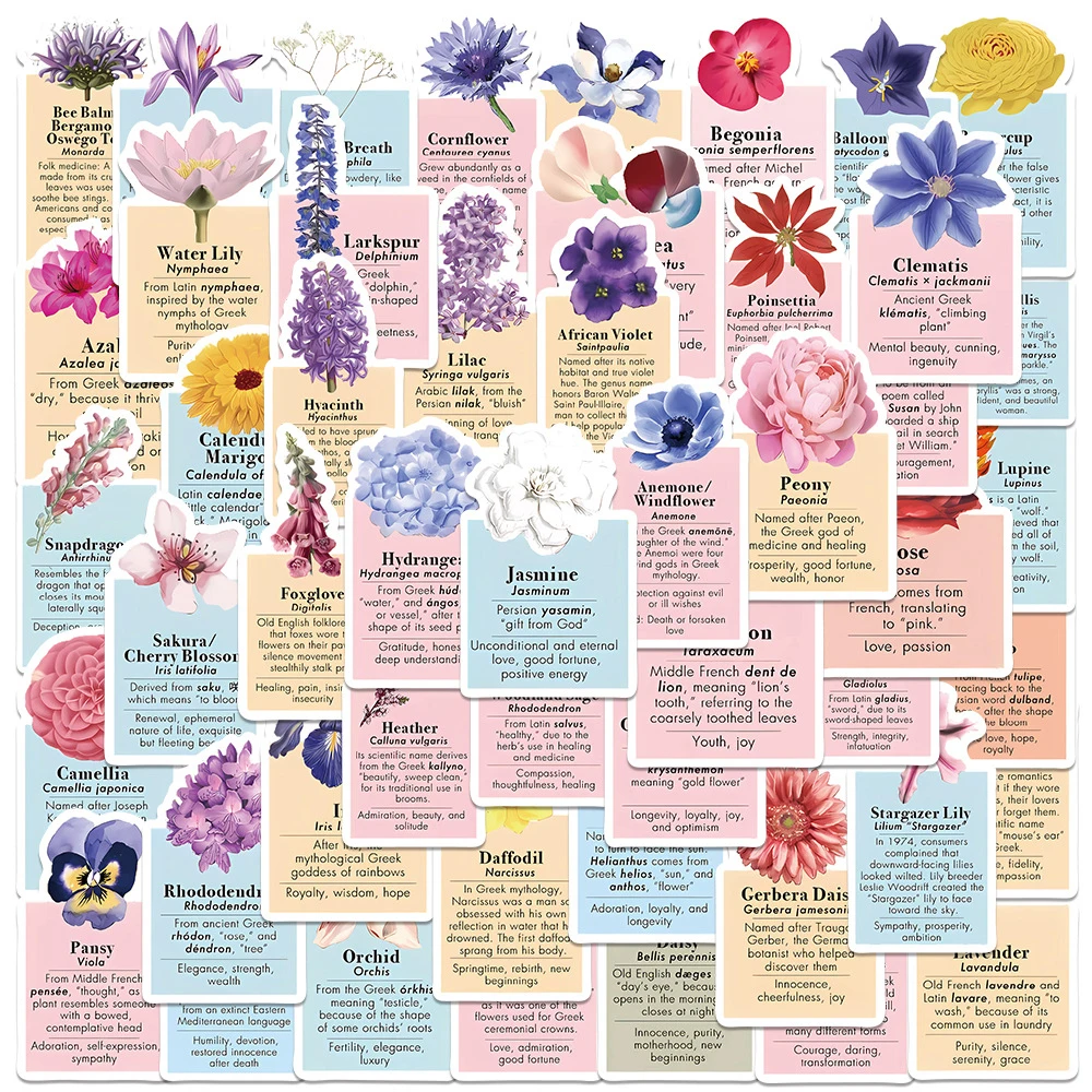 

10/30/50Pcs Cute Cartoon Flower Label Graffiti Stickers Aesthetic Art Vinyl Waterproof Decals Decorative Laptop Phone Stationery