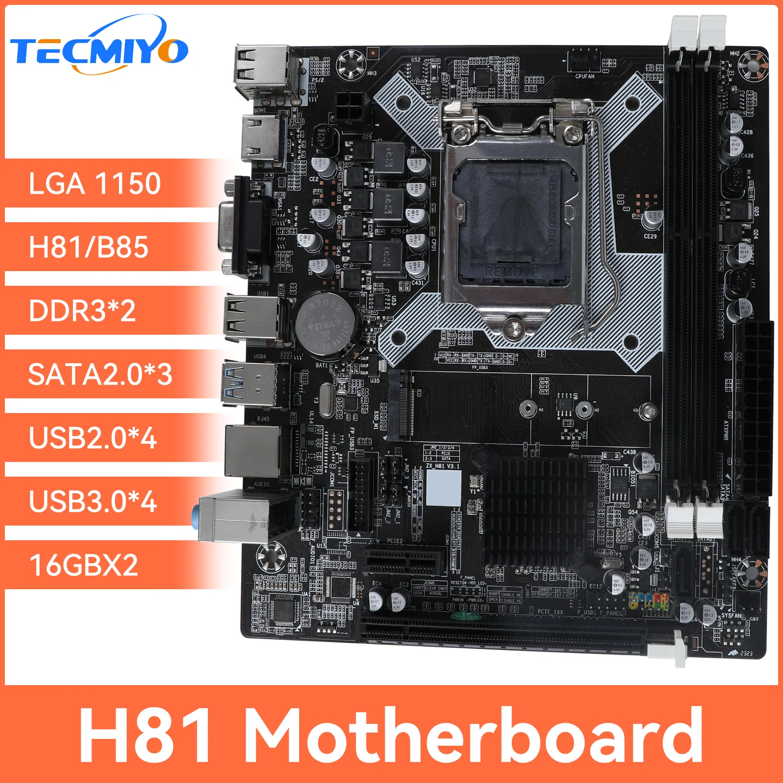 ZX-H81 Motherboard LGA 1150 Support i3 i5 Processor DDR3 RAM H81 Mainboard