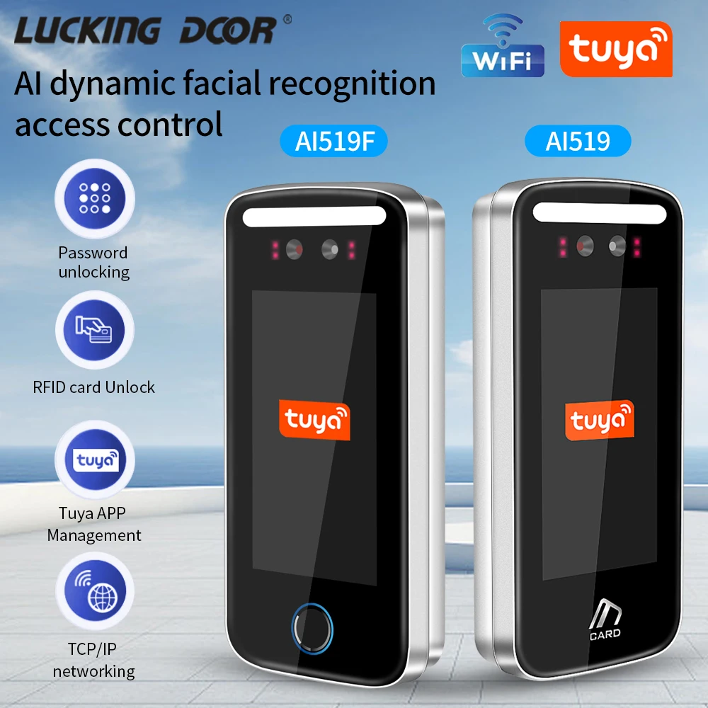 Tuya APP Wifi Facial Recognition Device TCP USB Staff Face Time Attendance for Office Building Property Construction