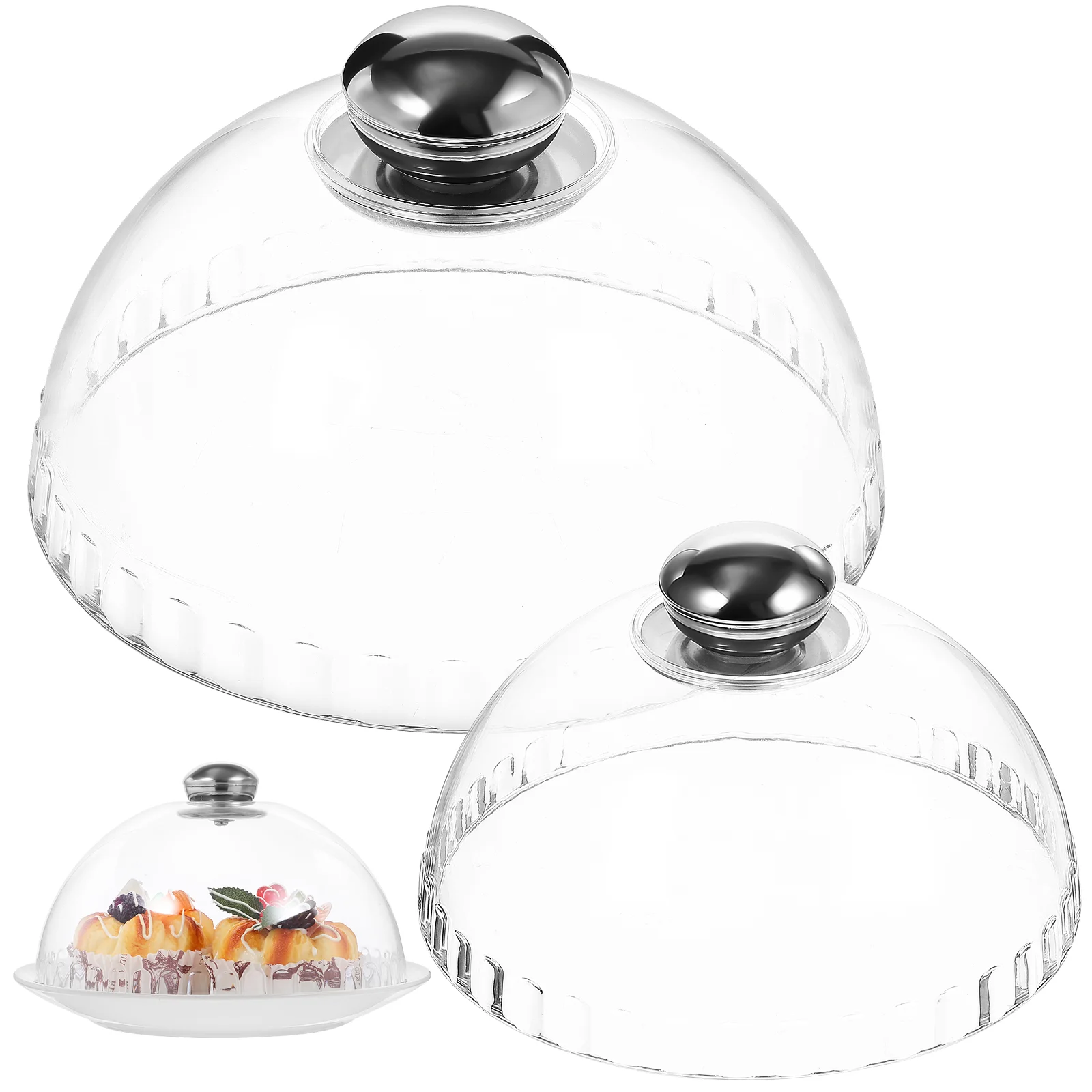 

2 Pcs Snack Tray Cover Dome Lids Cake Clear Food Tent Covers Plate for Dinner Plates