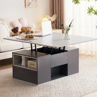 Table basse multifonctionnelle relevable, plateau transformable en 2 tables, grande capacité, meubles de salon, table multifonctionnelle 2