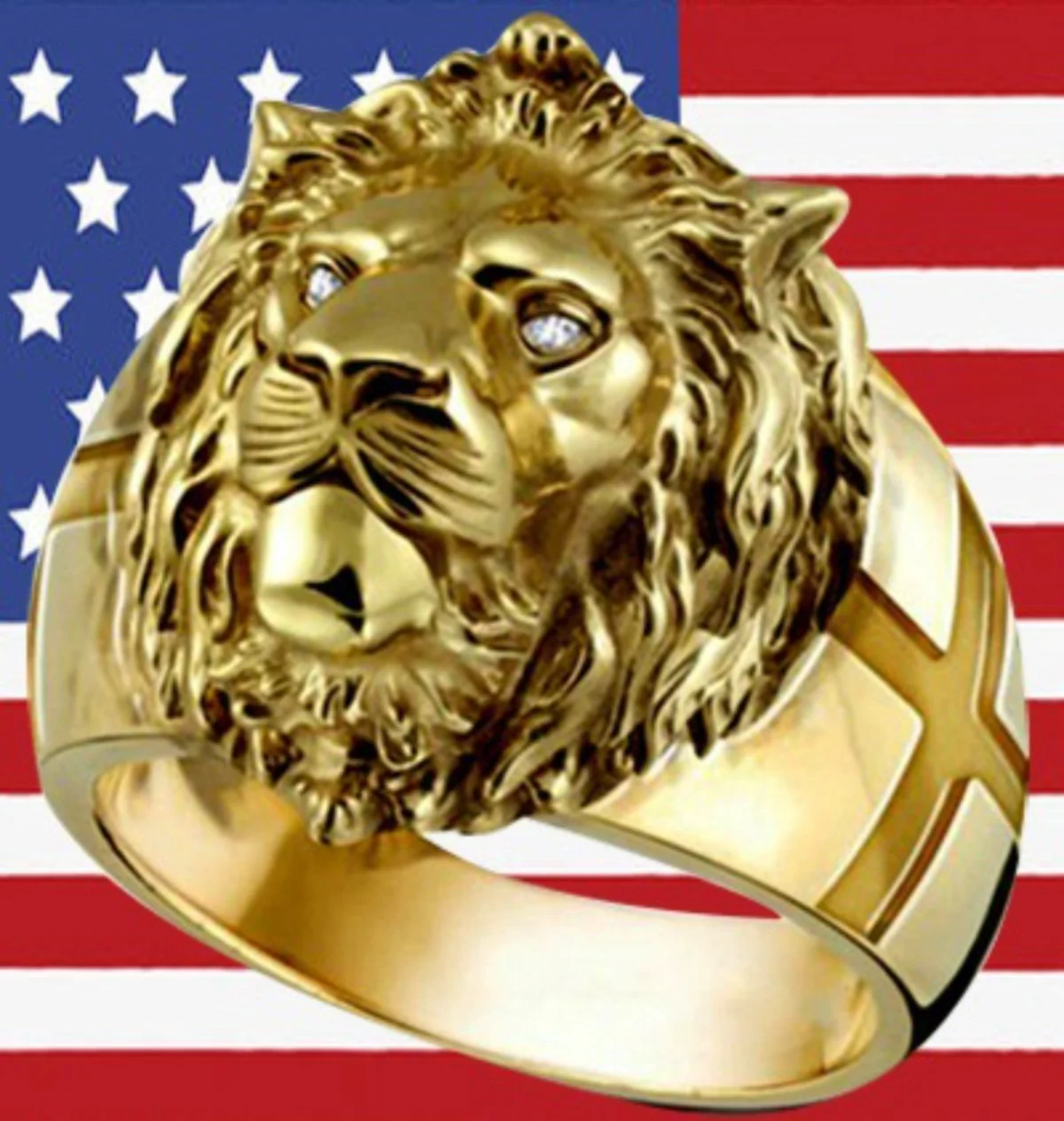 

Gold Plating US Lion Head Men's Ring Personality Cross Ring Men's Headwear Wholesale World Jewelry Lowest Price high personality