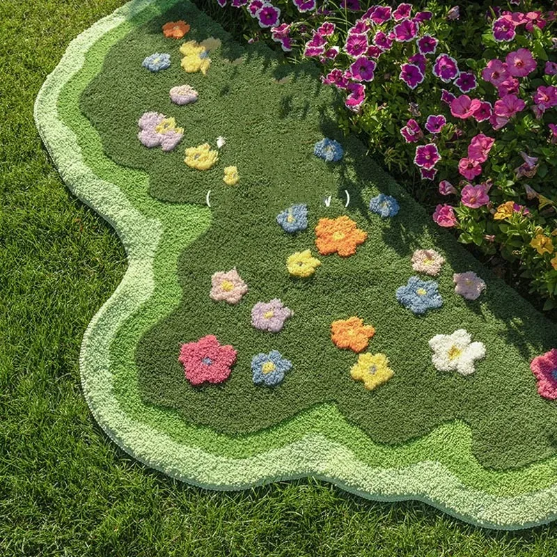 Absorbent Living Room Carpets Plants Flower Bedroom Rugs Soft Hallway Area Floor Pad Mats Doormat Aesthetic Home Art Decorations
