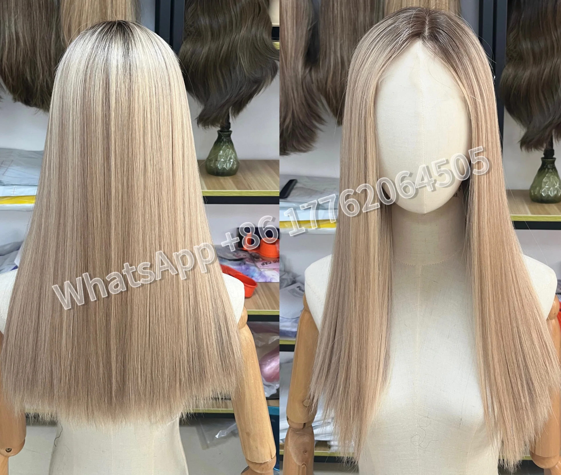 

New Arrival 130% Density Wonderful Blonde Grey Color Lace Top Wig European Virgin Hair Jewish Kosher Wig High-lever