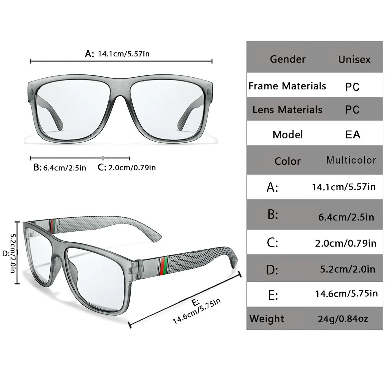 Photochromic Cycling Sunglasses Classic Square Frame