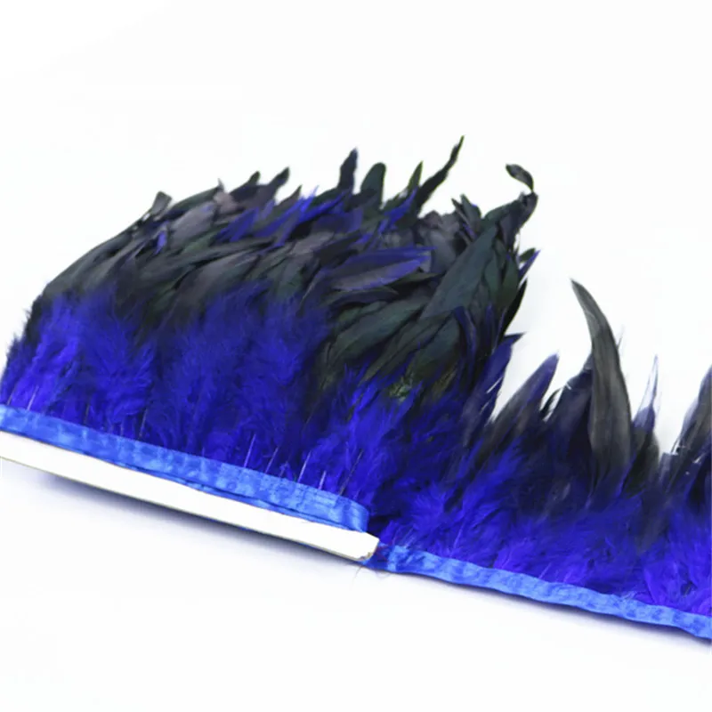 Rooster Feathers Fringe Trim on Tape Chicken Cock Pheasant Feather for Clothes Ribbon Sewing Flecos Decoration 10Meter