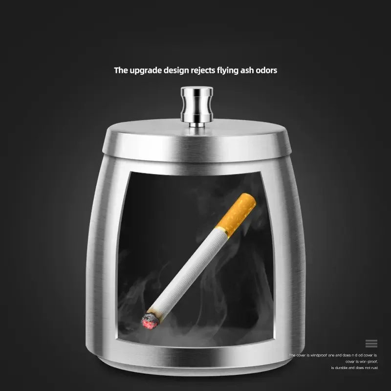 Stainless Steel Ashtray with Lid Cigarettes Windproof Outdoor Cigar Desktop Smoking Ash Holder Accessories cigarettes ashtray,stainless steel ashtray,metal ashtray