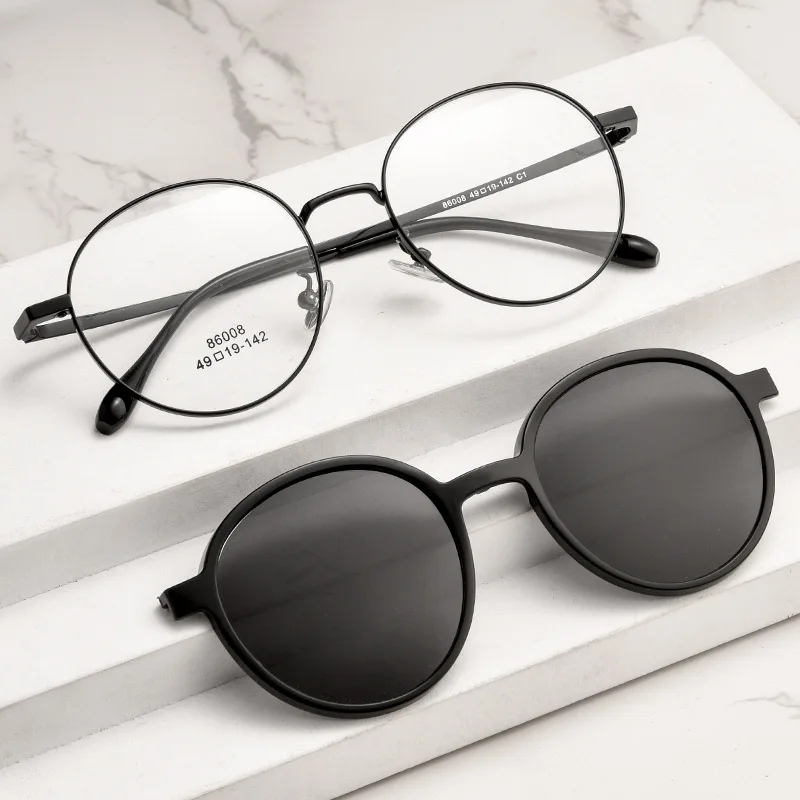 Women Polarized Clip On Sunglasses Fashion Round Titanium Alloy Optical Glasses Frame Female Sunshades Eyewear protective sunglasses protective glasses