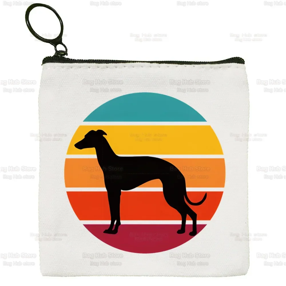 

Маленькая квадратная сумка Greyhound Dog Crazy Greyhound, сумка для ключей, карта для хранения, мультяшная Женская Холщовая Сумка для монет