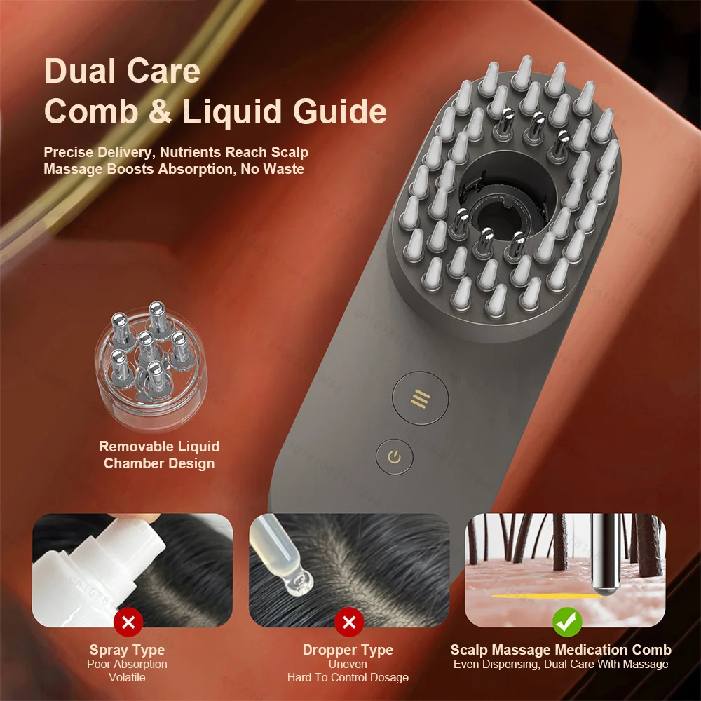 Red Light Therapy Electric Massage Comb Vibration Anti Hair Loss Scalp Brush Hair Oil Applicator for Hair Growth Hair Care