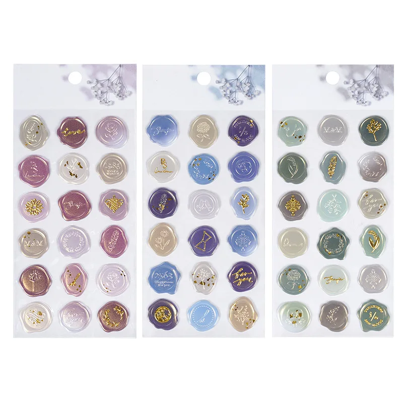 

Sanrio Cute Shinle New Pearlescent Bronzing Seal Sticker Fashion Simple Literary Envelope Hand Account Decorative Seal Sticker