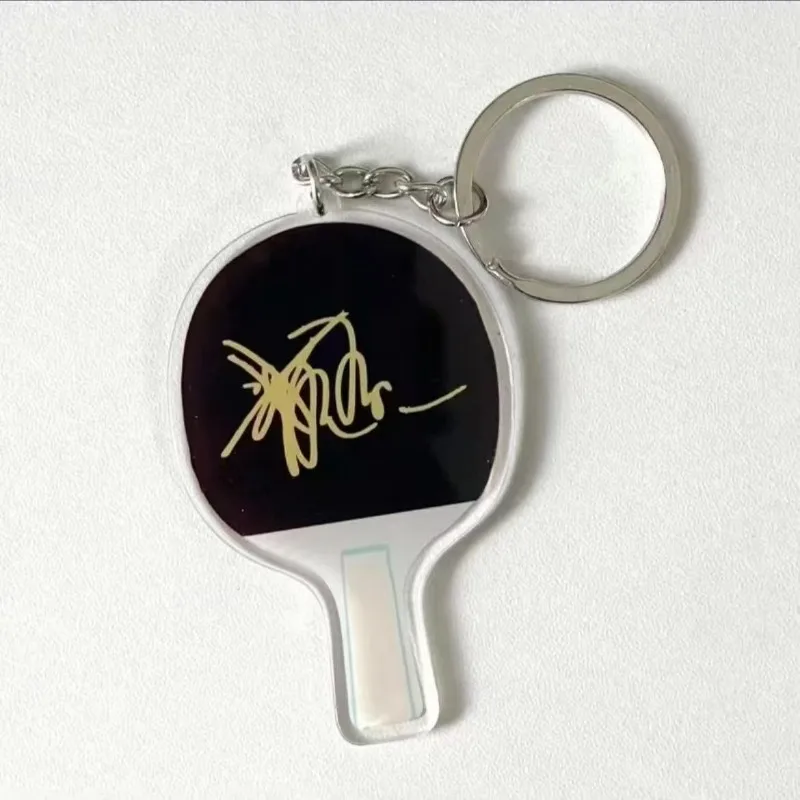 Chinese Table Tennis Racket Signature Keychain Table Tennis Souvenir Pendant Wang Chuqin Sun Yingsha Art Signature Cute Keychain 5