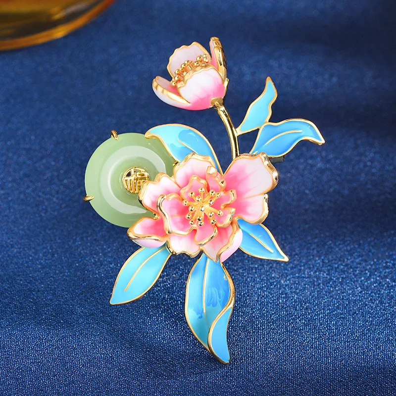 

Chinese Style Peony Brooch High-end Enamel Color Glaze National Fashion Cheongsam Hanfu Accessories Exquisite