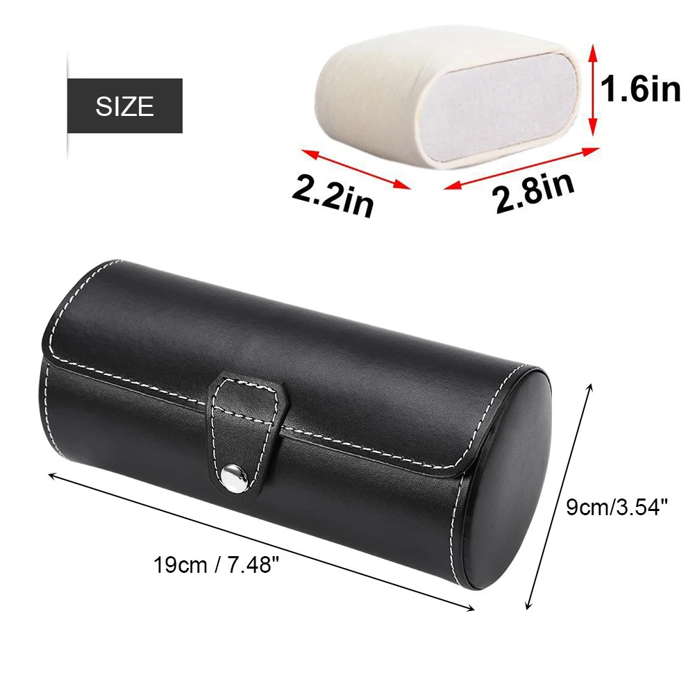 Watch Storage Box PU Leather Roll Travel Watch Box 3 Grids Cylinder Roll Holder Wristwatch Jewelry Gift Storage Display Case Watch Storage Box Watch Storage Bag Watch Storage Pouch