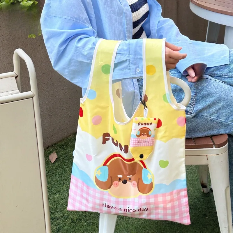 2PCS Foldable Eco-friendly Bag, Large Capacity Shopping Bag, Tote Bag, Paired with A Small Storage Bag, Suitable for Daily Use