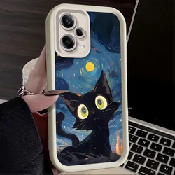 Starry Night Art Black Cat Phone Case for Redmi A3 (A3X) (1)