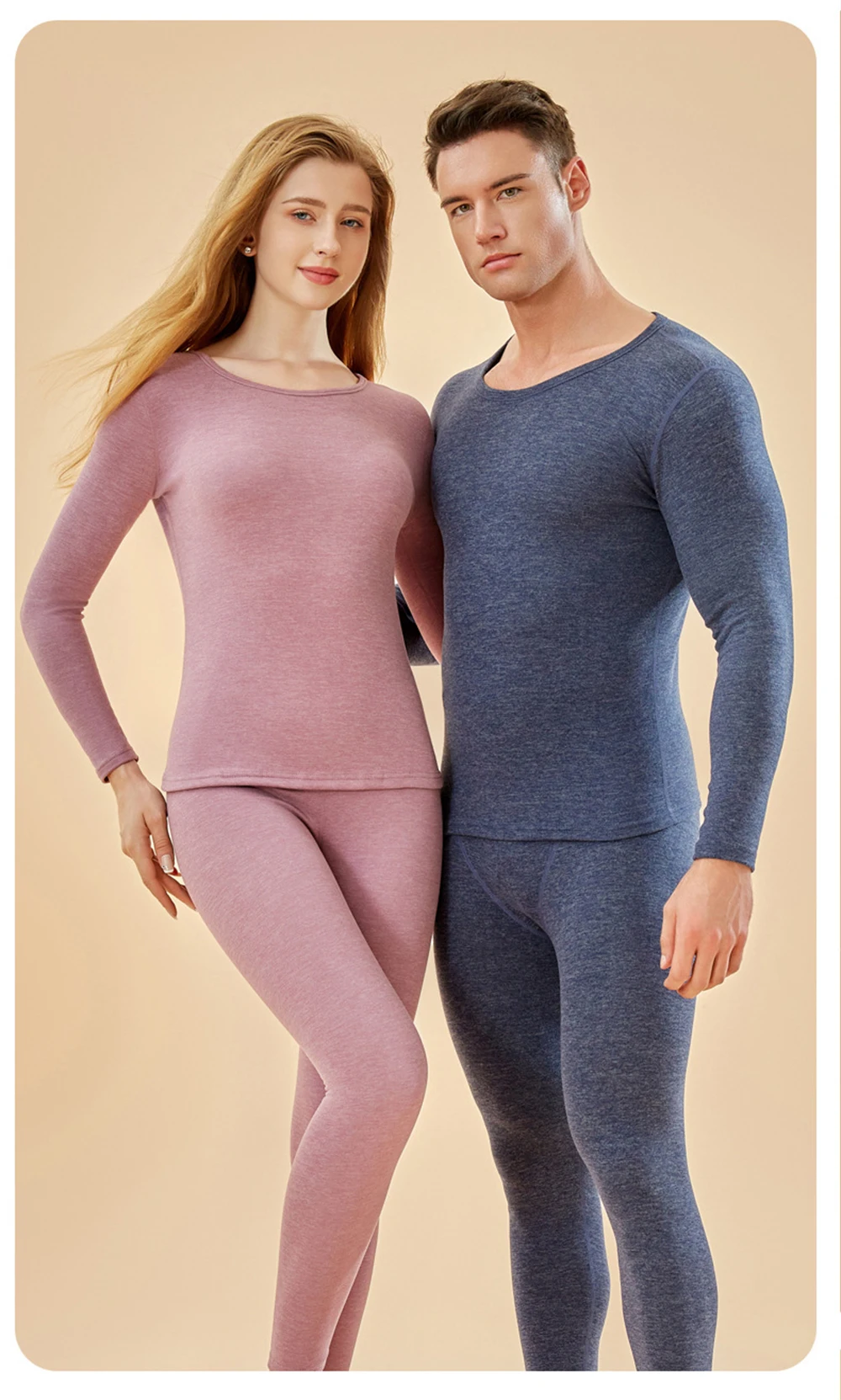 Cashmere Silk Thermal Underwear Women's Bottoming Inner Wear Long-sleeved Trousers Lingerie Suit Men Autumn Winter Two-piece Set