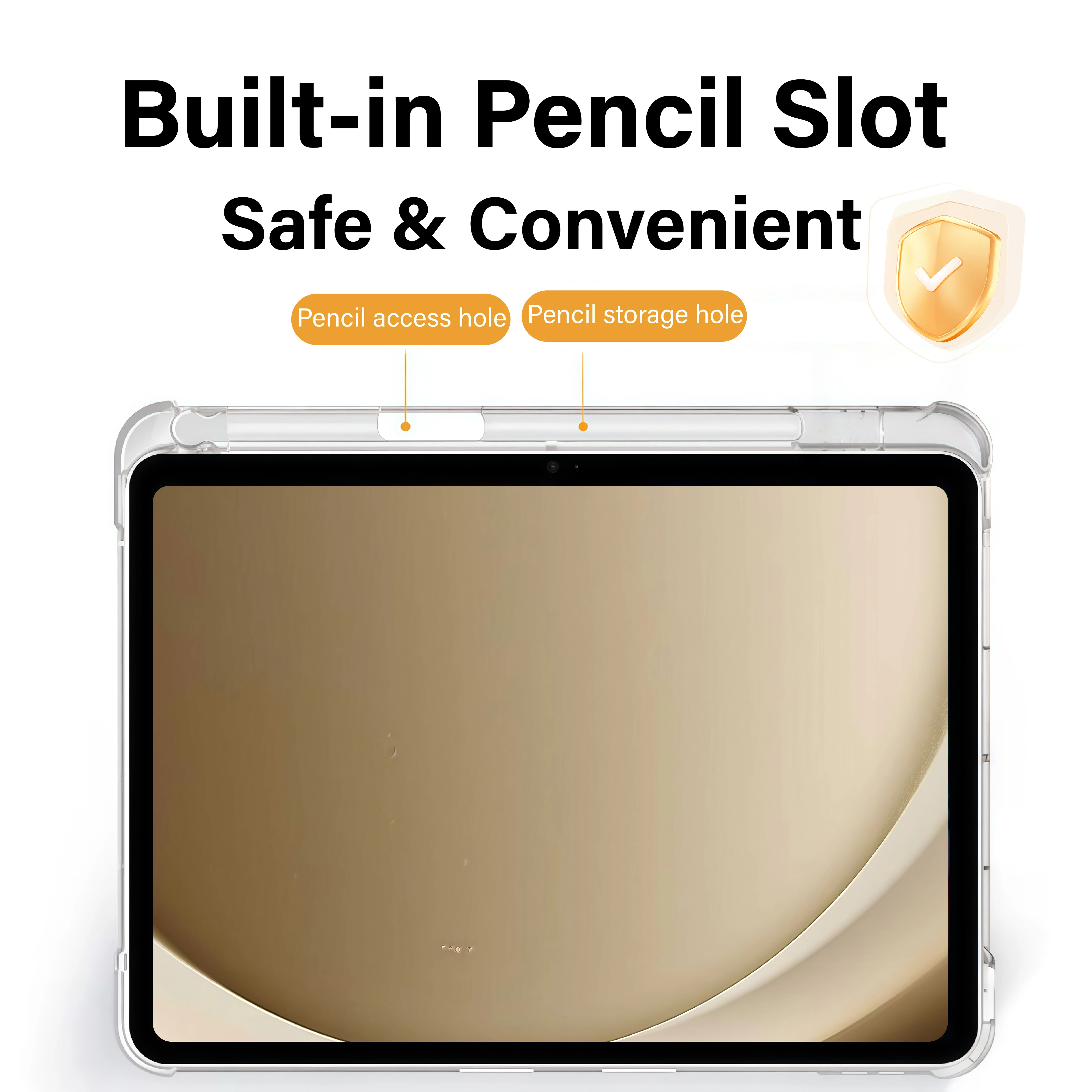 Crystal Clear Tablet Case with Pen Slot and Magnetic Stand