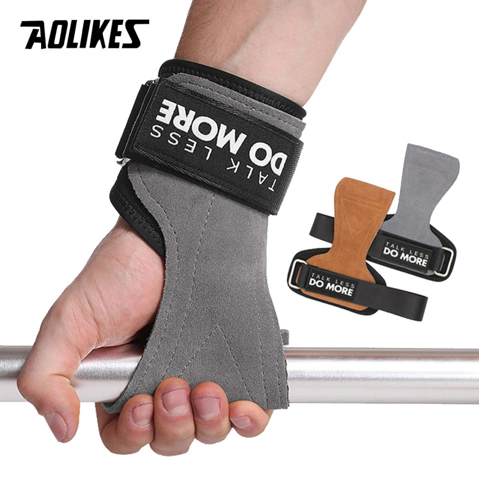 AOLIKES 1 Pair Gym Gloves Grips Anti-Skid Weight Lifting Grip Pads Deadlifts Workout Fitness Gloves Pull ups Bracer Protection