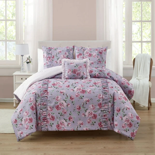 Simply Shabby Chic Bouquet Rose 3-Piece Soft Washed Microfiber Comforter  Set, Twin