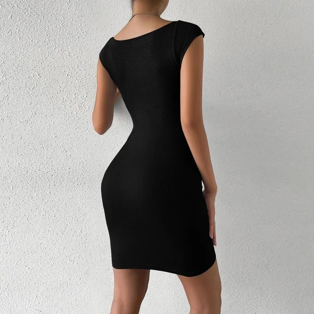 Sweetheart Neck Bodycon Dress, Party Wear Solid Sleeveless Dress, Women's Clothing 2