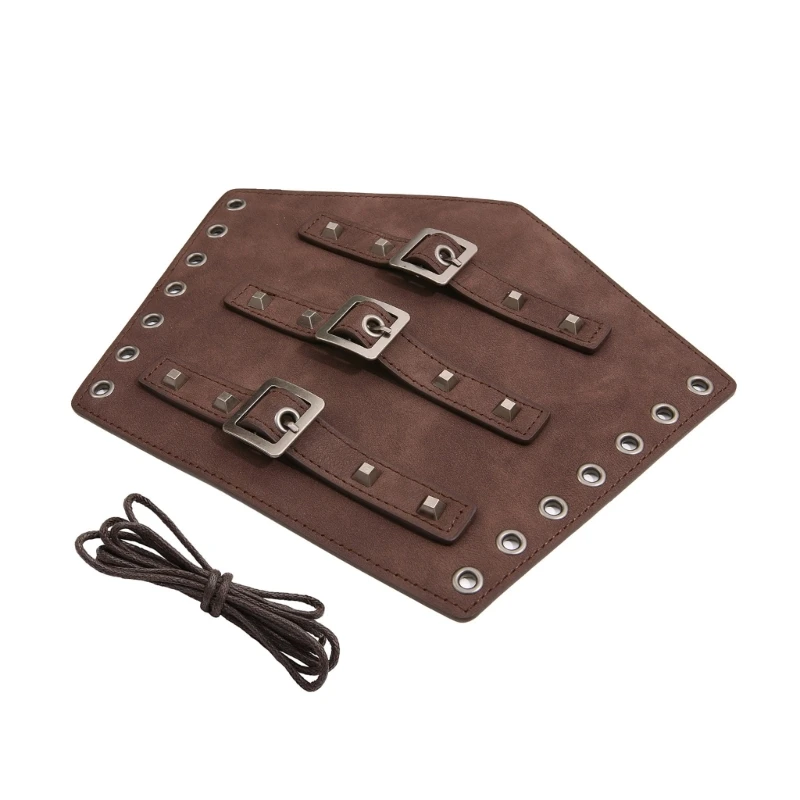Cosplay Props Vintage PU Wide Bracers Tie Arm Cuffs Adjustable Width Medieval Wristband Adult Cycling Wristband