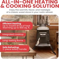 Stove Company Rustic 900 Square Foot Clean Cast Iron Log Burning Wood Stove Reaching Up 54000 BTUswith Cool Touch Safety Handle 2
