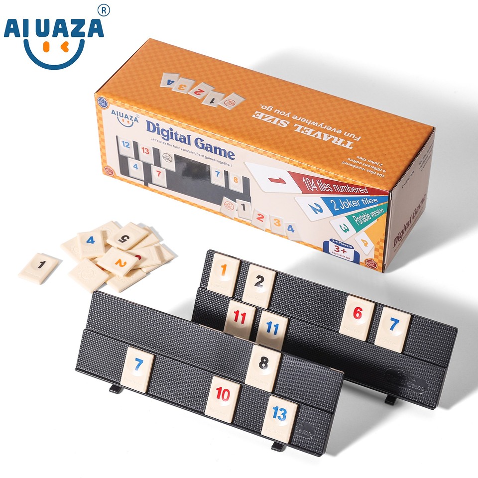 AIUAZA Rummy Cube game  portable packaging, travel toy board game，suitable for family classic board games, 2-4 person party game