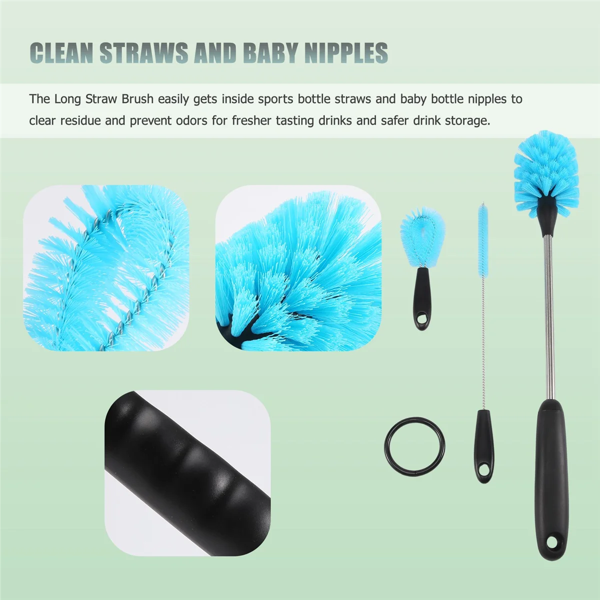 Stainless Steel Water Bottle Cleaning Brush Set for Narrow Neck Bottles