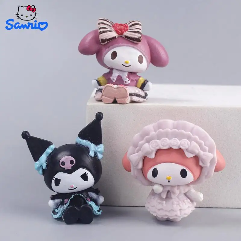 

3cm Random 1 Mini Sanrio doll Hello Kitty Kuromi melody cake decorating model desktop toys car decoration Cute Gift